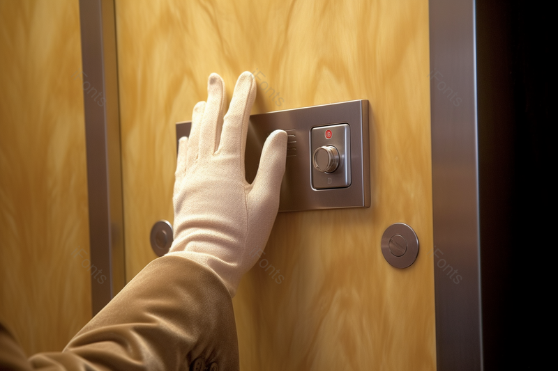 带着手套的酒店服务员为顾客开电梯,高清,摄影图,摄影图片,图片大全,摄影图免费下载